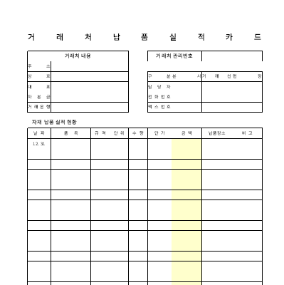 거래처납품실적